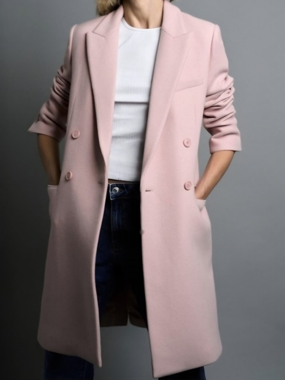 Zara Manteco Wool Baby Pink Coat EUC